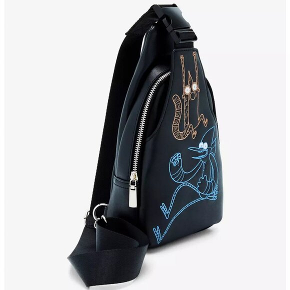 Regular Show Mordecai & Rigby Embroidered Crossbody Sling Bag - NWT - Picture 2 of 4